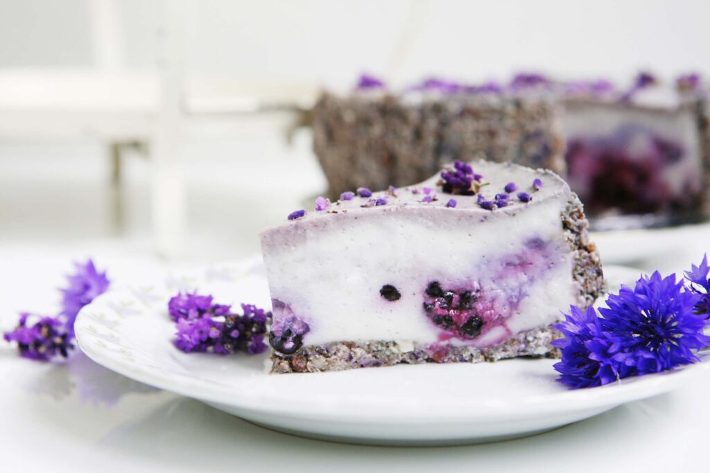 Kokos-Blaubeer-Lavendel-Kuchen