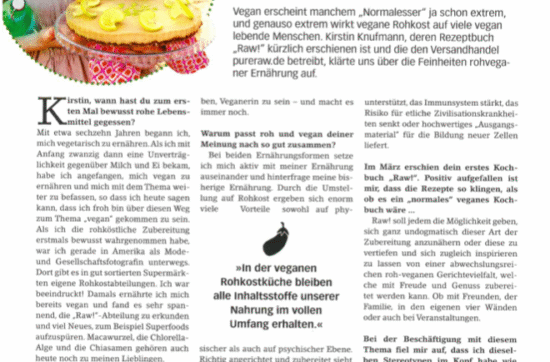 Zeitungsartikel über PureRaw und die Feinheiten der veganen Rohkost