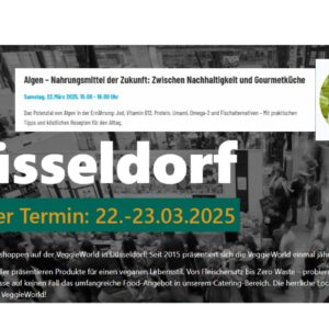 Banner mit Ankündigung: Kirstin auf der VeggieWorld in Düsseldorf