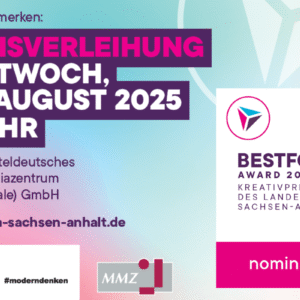 Banner für die Preisverleihung des Bestform Award 2025 am 20. August 2025 um 17 Uhr