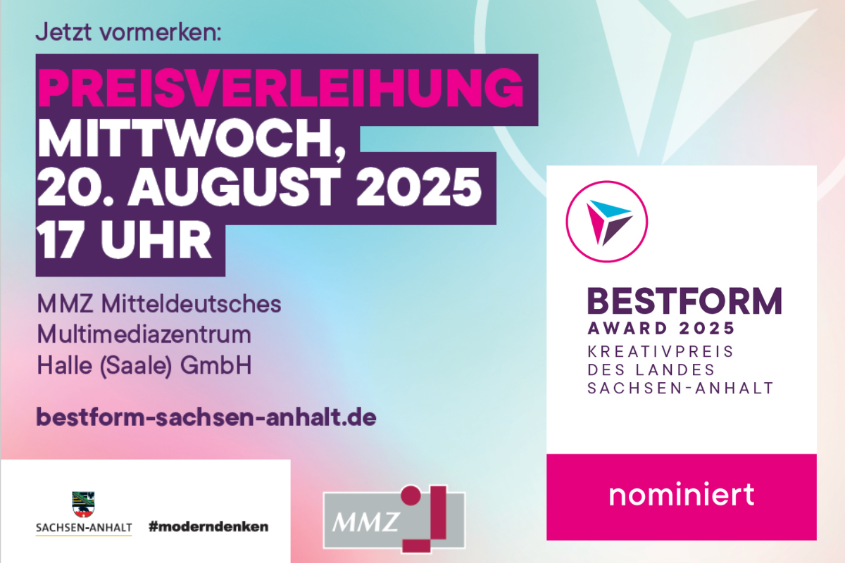 Banner für die Preisverleihung des Bestform Award 2025 am 20. August 2025 um 17 Uhr