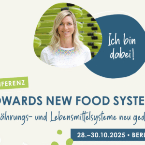 Banner von der Berliner Konferenz "Towards New Food Systems" mit Kirstin Knufmann
