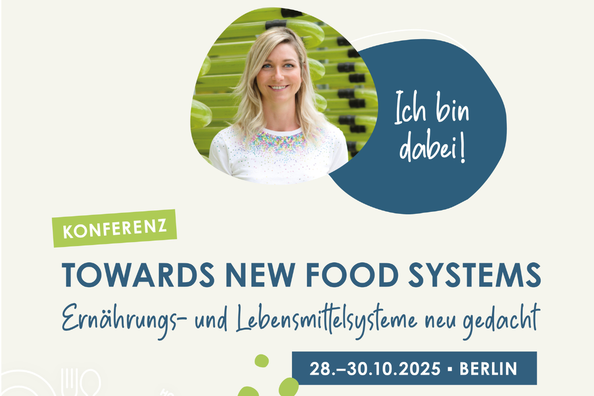 Banner von der Berliner Konferenz "Towards New Food Systems" mit Kirstin Knufmann