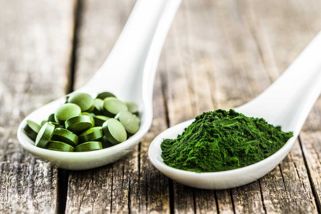 Chlorella Pulver und Presslinge